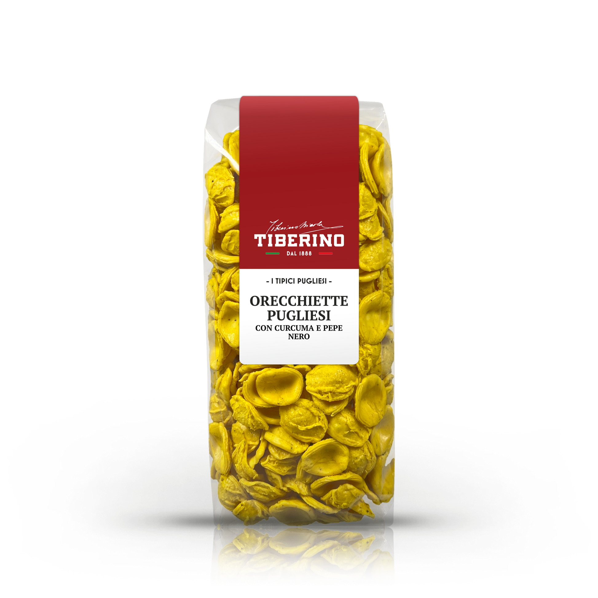 Orecchiette Pugliesi con curcuma e pepe nero, pasta di semola di grano duro 100% Italiano | TIBERINO 1888