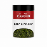 Barattolo trasparente Tiberino 1888 di erba cipollina essiccata CON ETICHETTA BIANCA E ROSSA
