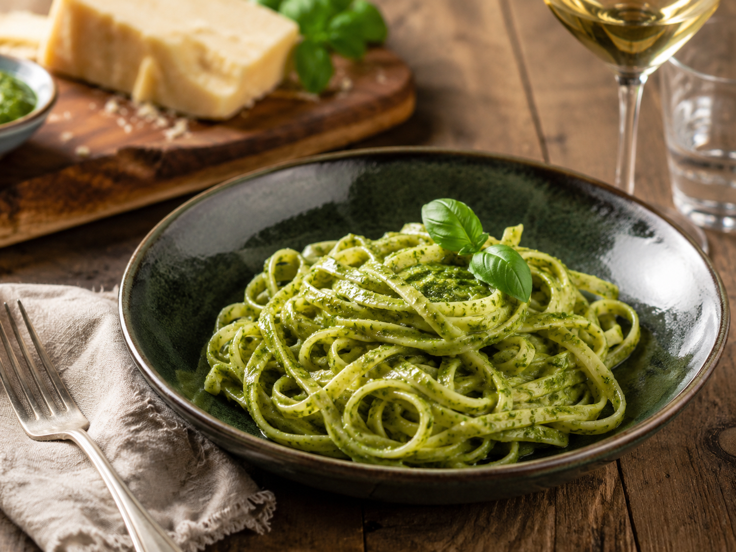 Linguine trafilées au bronze avec pesto de basilic génois (Veganer Gourmand)