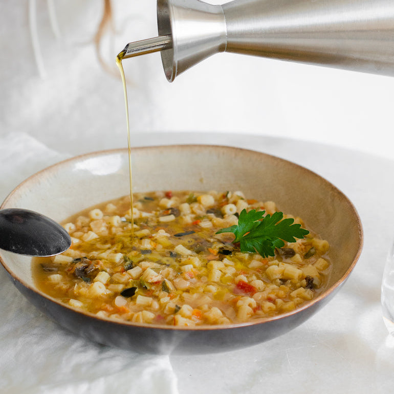 Classic Vegetable Minestrone with Veggies, Legumes and Tubettini Pasta
