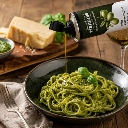 LINGUINE AL PESTO  CONDTE CON OLIO EVO
