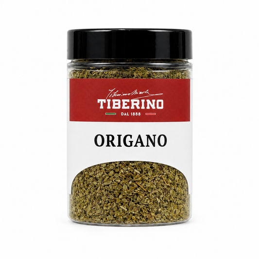 BARATTOLO DI ORIGANO DISIDRATATO SU SFONDO BIANCO