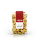 Sacchetto trasparente di taralli pugliesi "Mandorlini" Tiberino 1888 con mandorle intere, etichetta rossa e bianca.