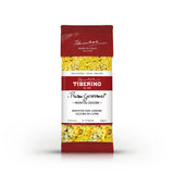 Confezione rossa di Risotto con Limone all'uso di Capri Tiberino 1888, 200g, con riso giallo e spezie visibili.