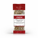 Confezione trasparente e rossa di Spezzatino con funghi porcini e purè di patate vegan Tiberino 1888, 125g.