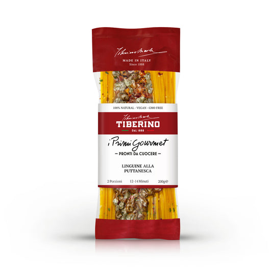 Linguine alla Puttanesca trafilate al bronzo con pomodoro, capperi e olive | TIBERINO 1888