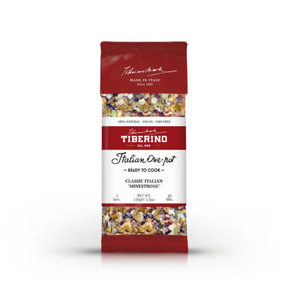 Classic Minestrone Soup with Vegetables, Legumes & Tubettini Pasta