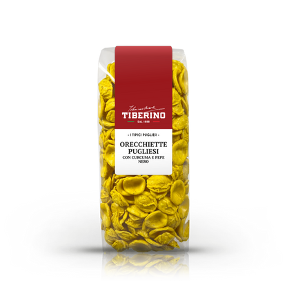 Orecchiette Pugliesi with turmeric and black pepper, 100% Italian durum wheat semolina pasta