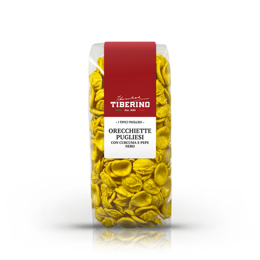 Orecchiette Pugliesi con curcuma e pepe nero, pasta di semola di grano duro 100% Italiano | TIBERINO 1888