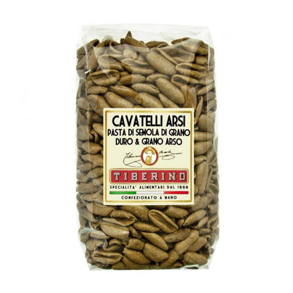 "Cavatelli Pugliesi" (pasta shape typical of Apulia region)  - Italian durum wheat semolina pasta together with burnt wheat flour